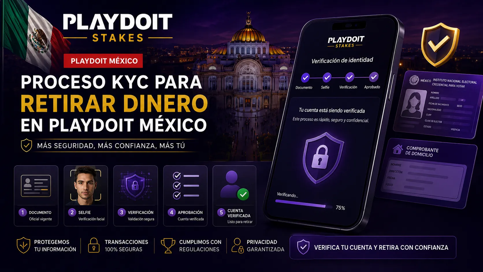 Proceso KYC para retirar dinero en PlayDoit México